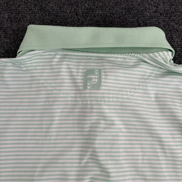 FootJoy Polo Shirt Mens XL Extra‎ Large Green Striped Short Sleeve Golf Casual - Picture 7 of 10